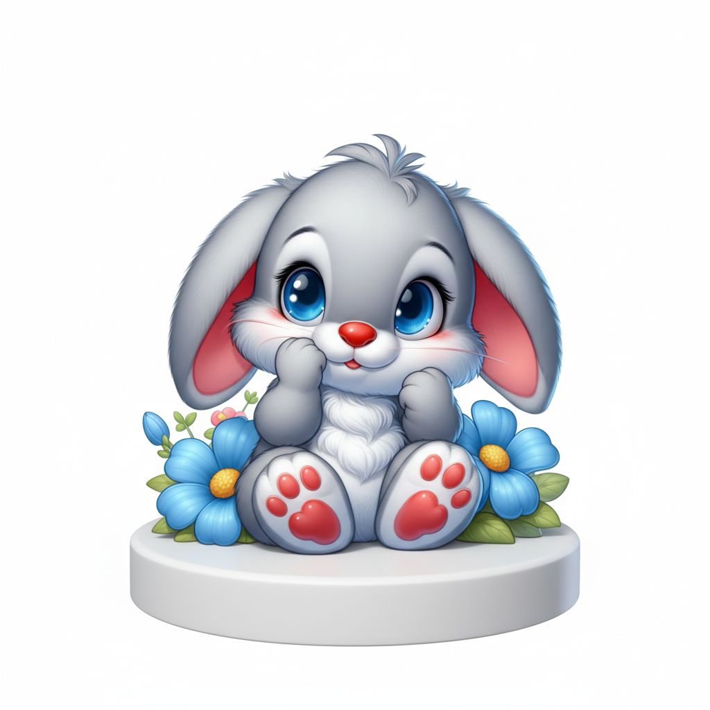 Cute Bunny with Flowers free 3D printable STL