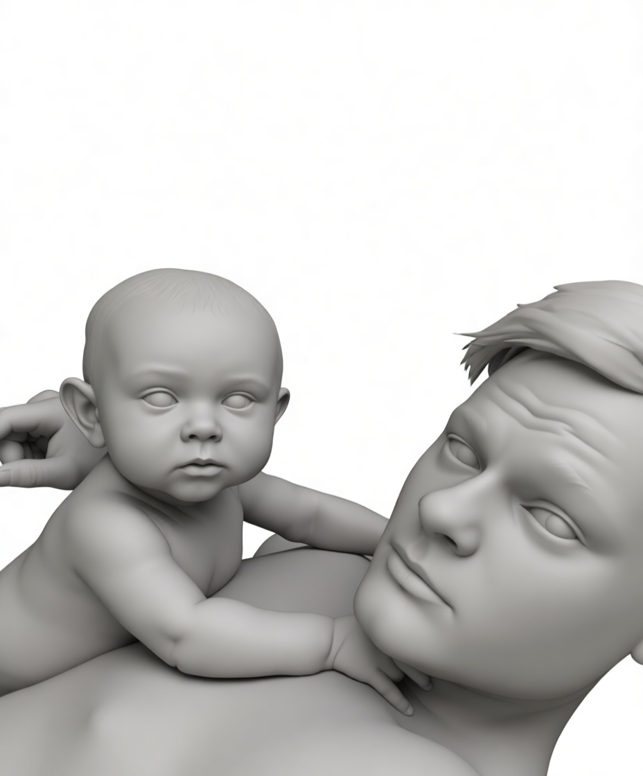 Father and Baby Sculpture free 3D printable STL