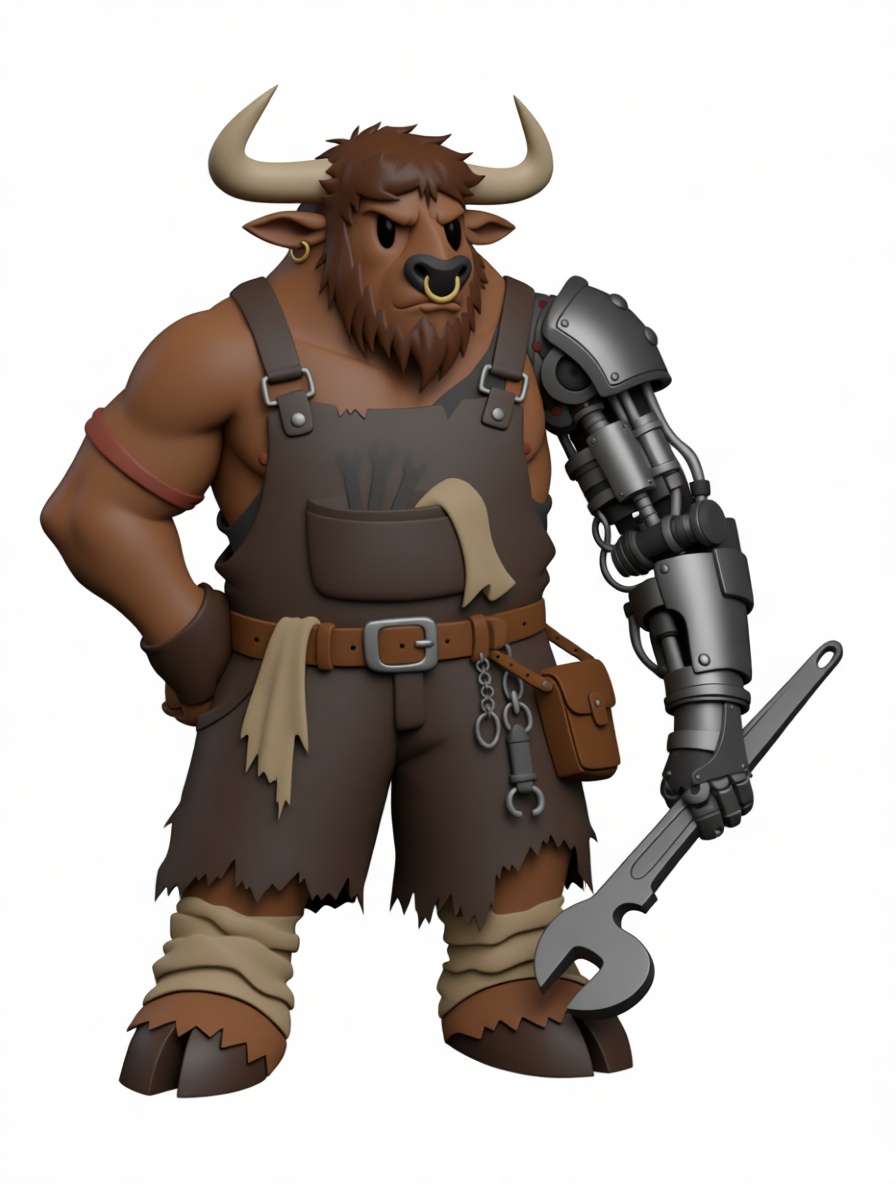 Minotaur Mechanic Figurine free 3D printable STL