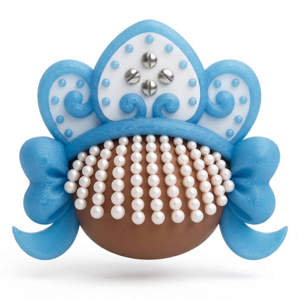 Blue Kokoshnik Brooch free 3D printable STL