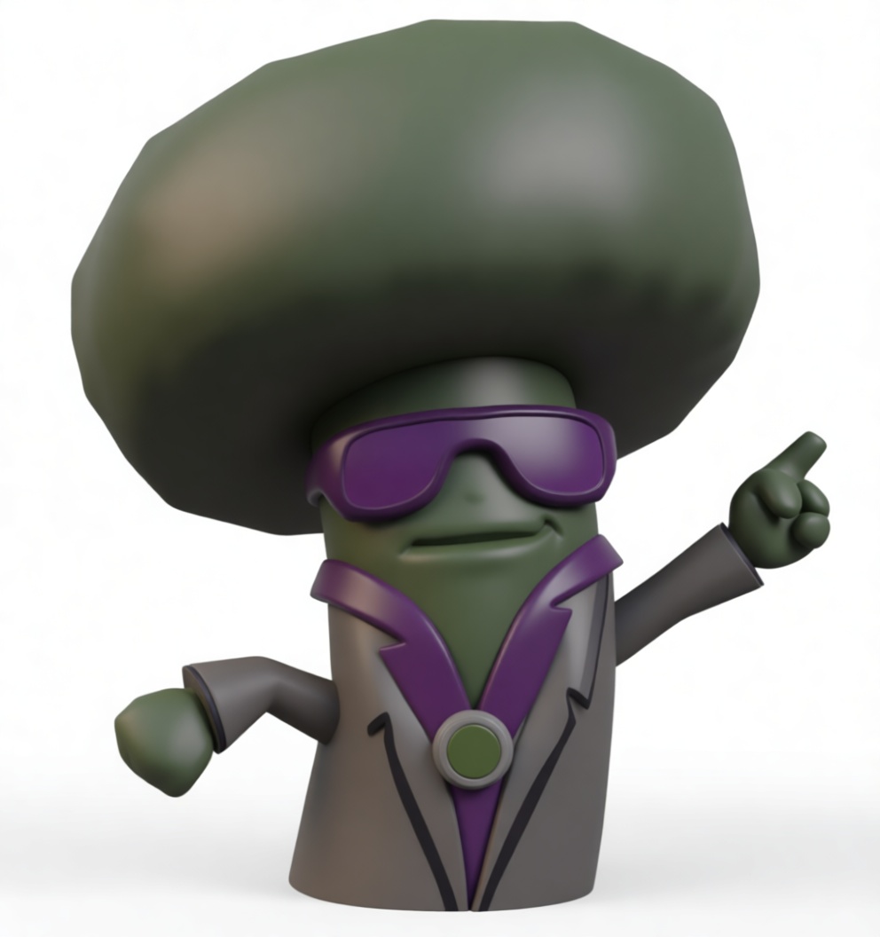 Broccoli Disco Figurine free 3D printable STL