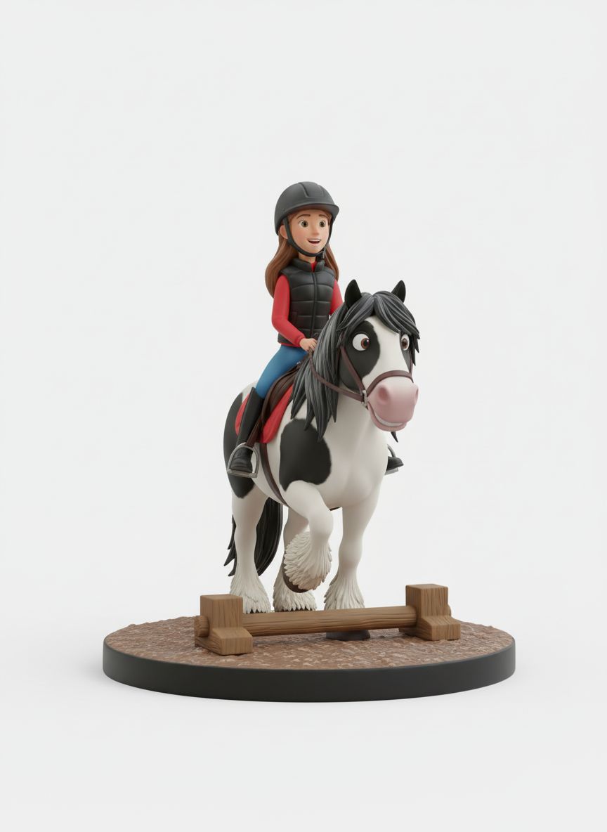 Girl Riding Gypsy Vanner Figurine free 3D printable STL