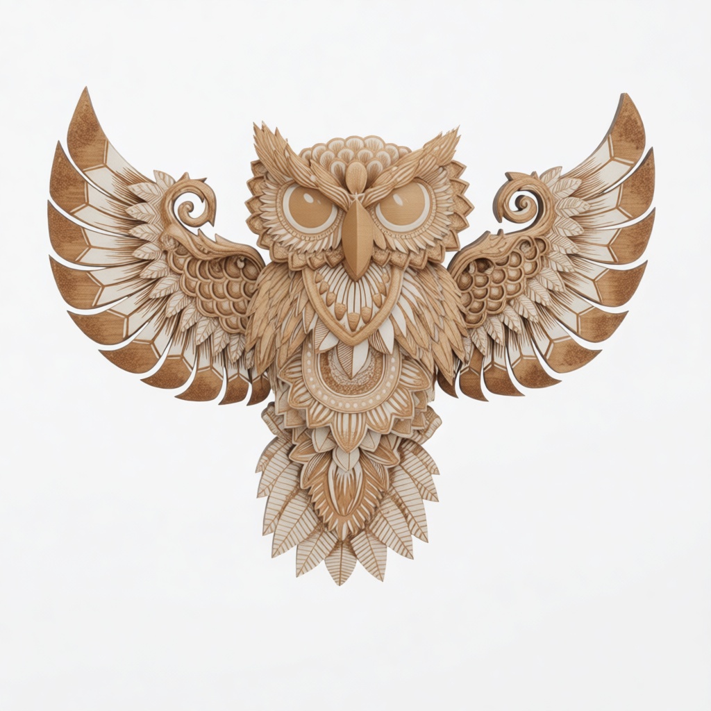 Ornate Owl Wall Sculpture free 3D printable STL