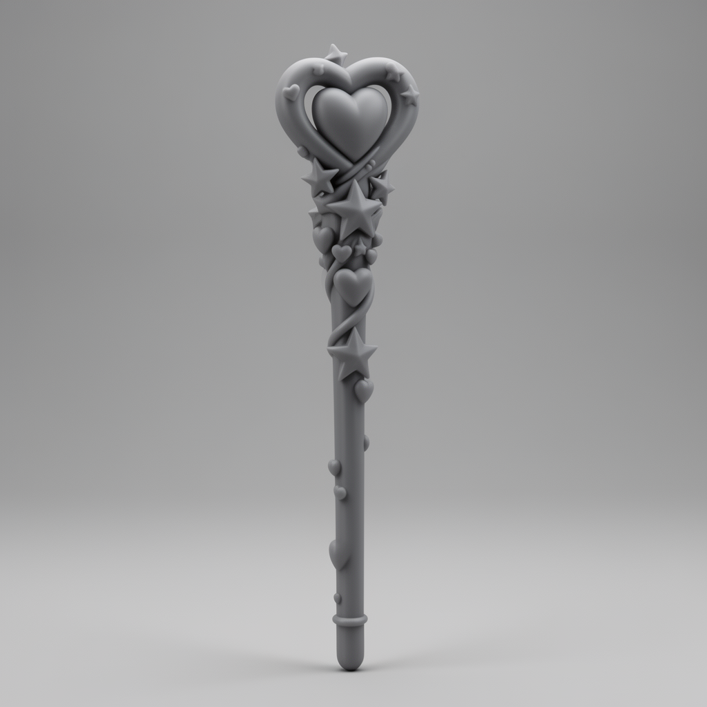 Hearts and Stars Wand free 3D printable STL