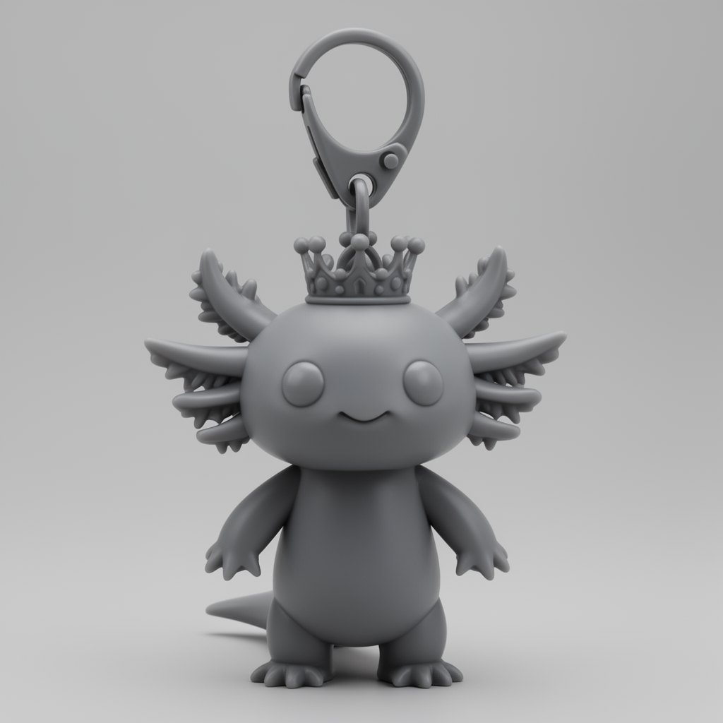 Axolotl Crown Keychain free 3D printable STL