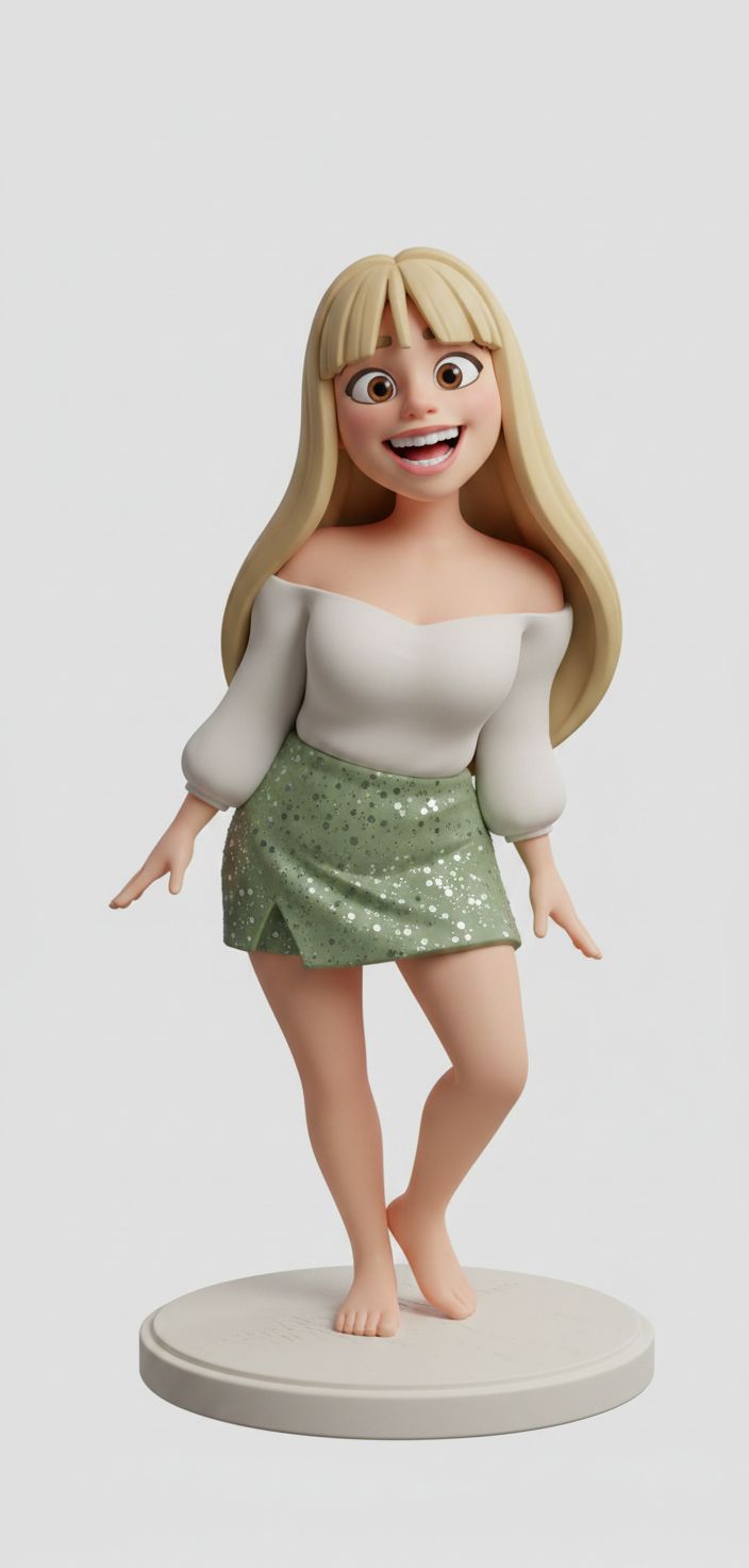 Smiling Blonde Girl Figurine free 3D printable STL