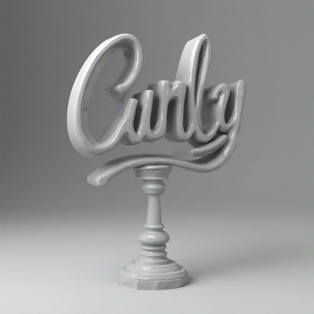 Curly Text Sign free 3D printable STL