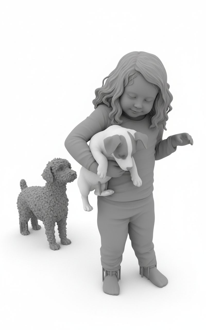 Girl Holding Puppy free 3D printable STL
