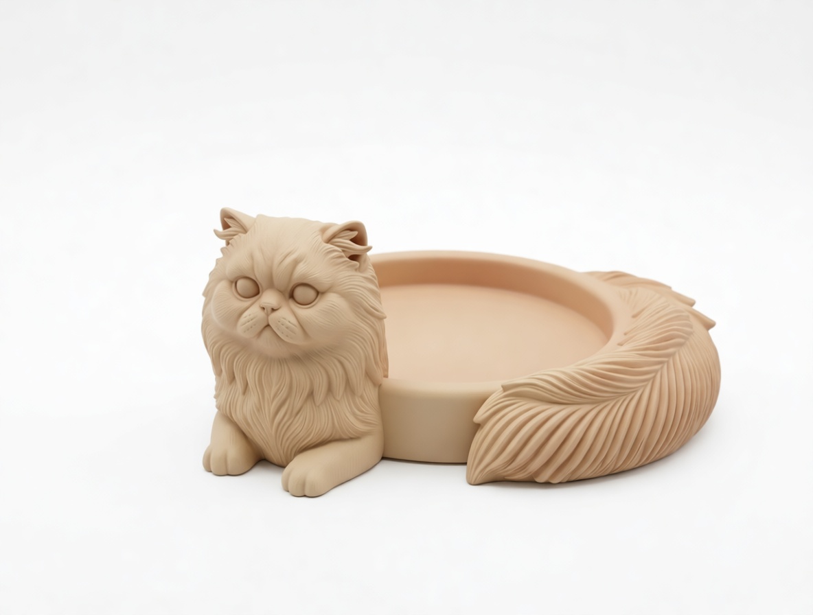 Persian Cat Trinket Dish free 3D printable STL
