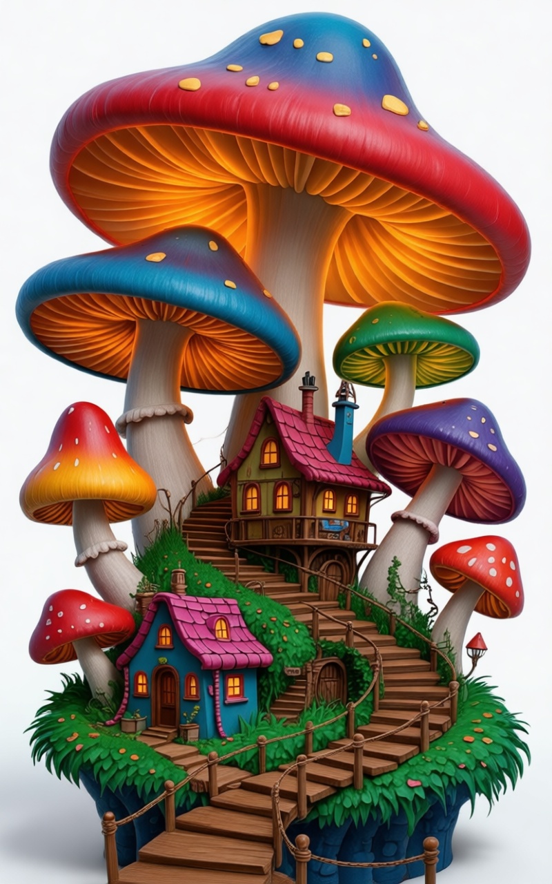 Mushroom Village Model free 3D printable STL