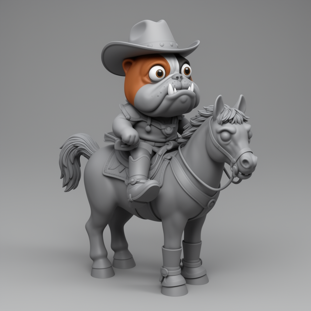 Tricolored Bulldog Cowboy Figurine free 3D printable STL