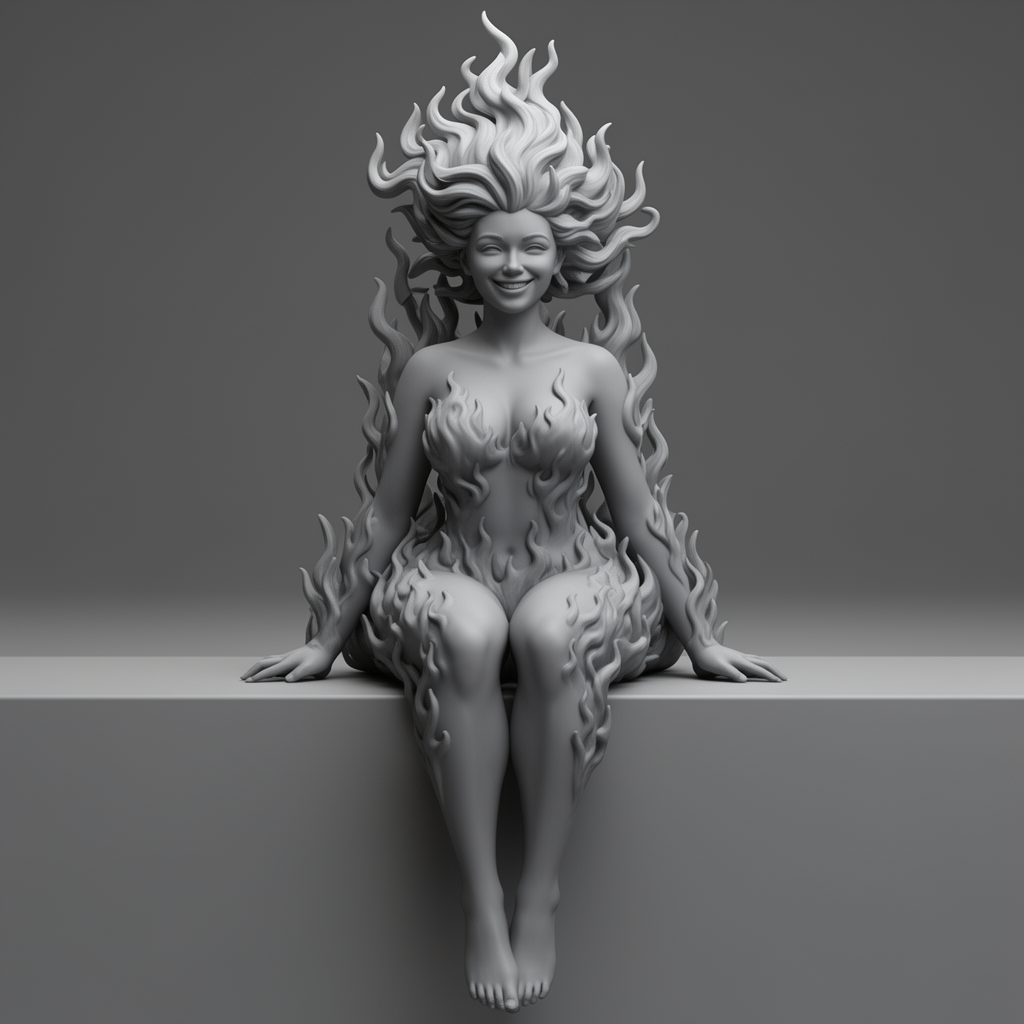 Fire Sprite Woman Figurine free 3D printable STL