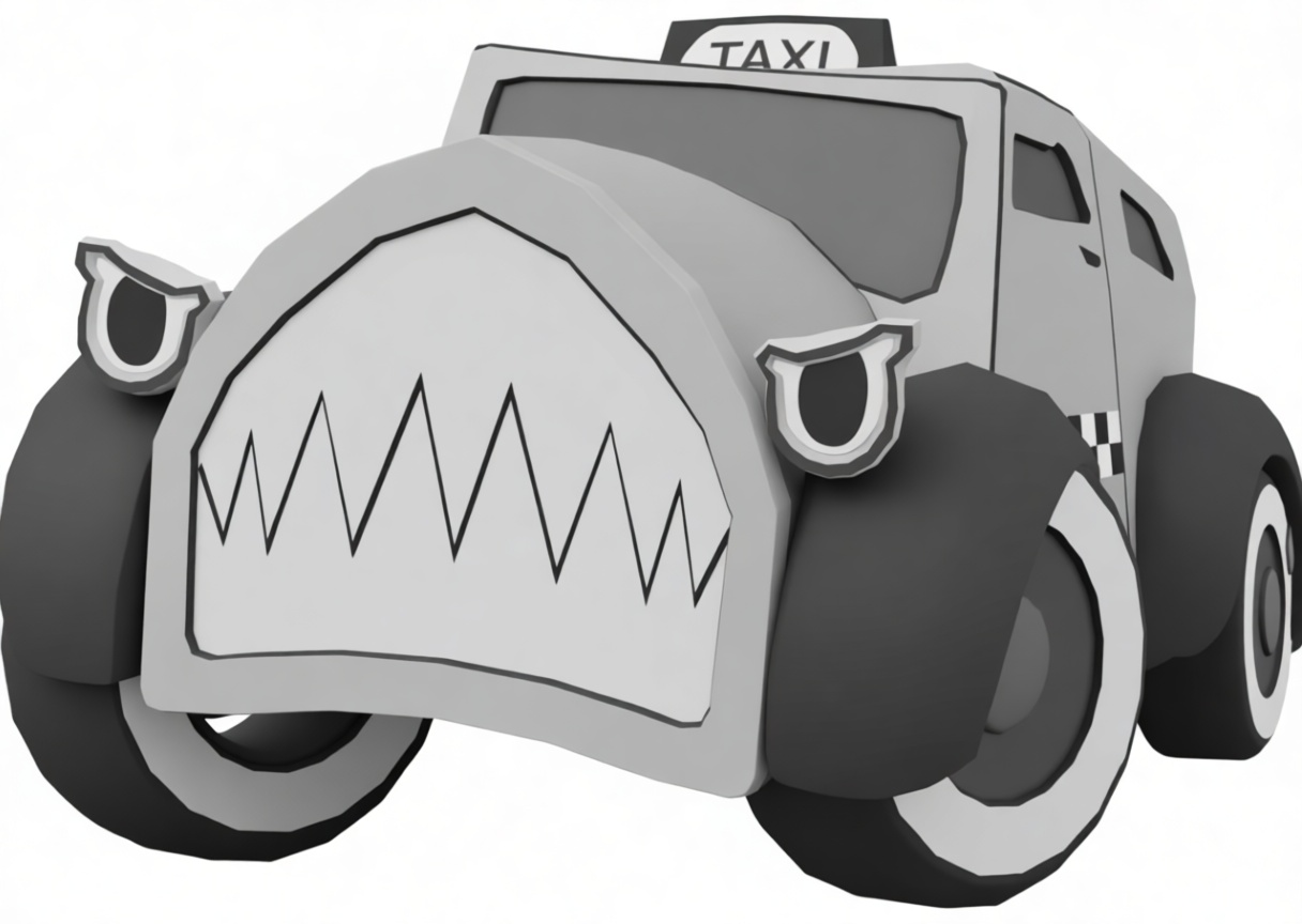 Cartoon Taxi Car Model free 3D printable STL