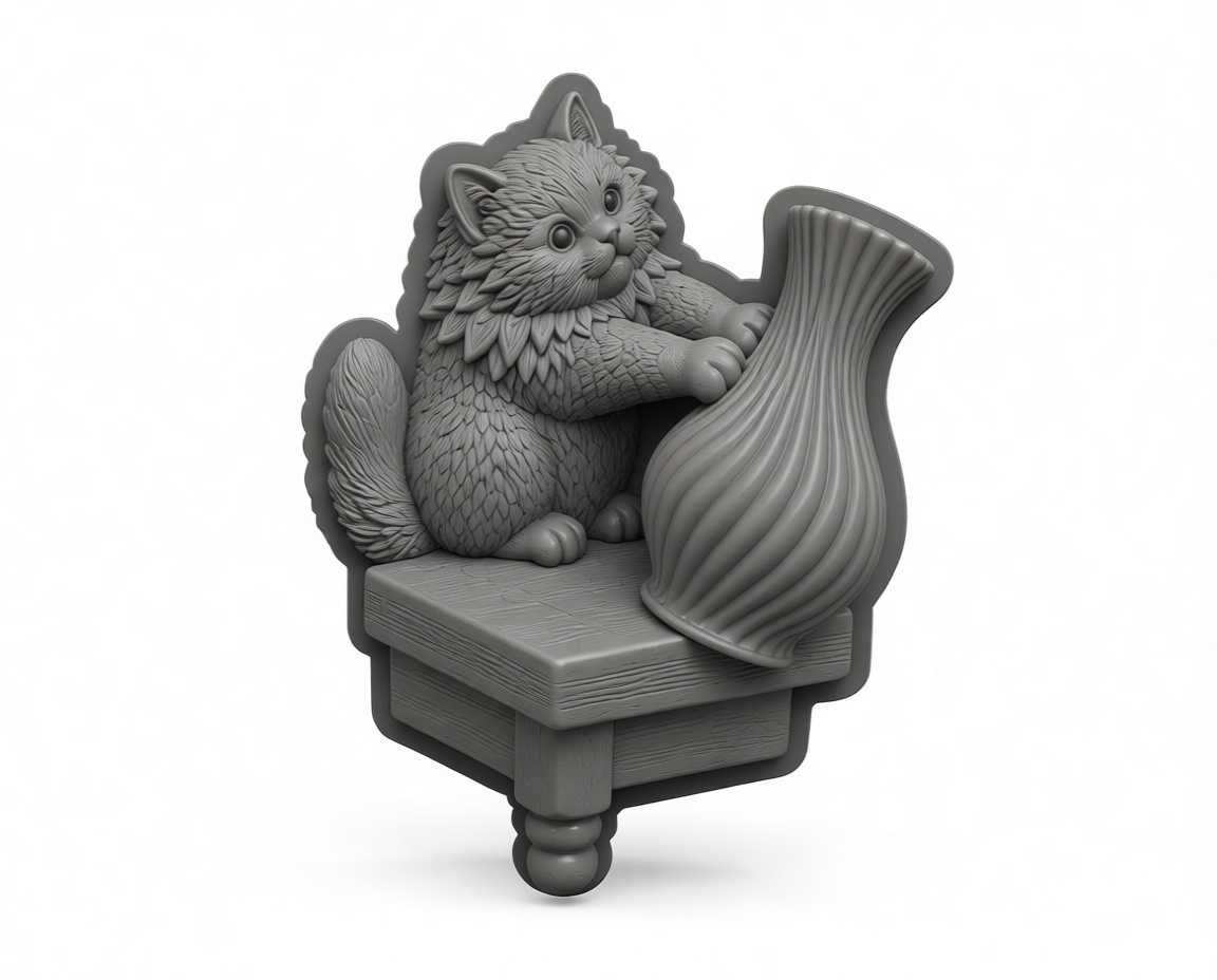 Fluffy Kitten Figurine free 3D printable STL