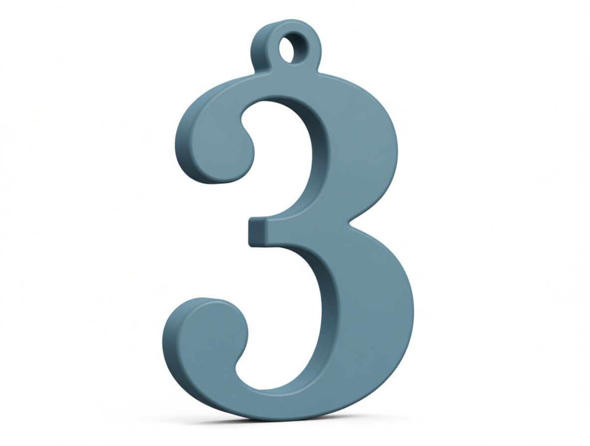 Number 3 Keychain free 3D printable STL