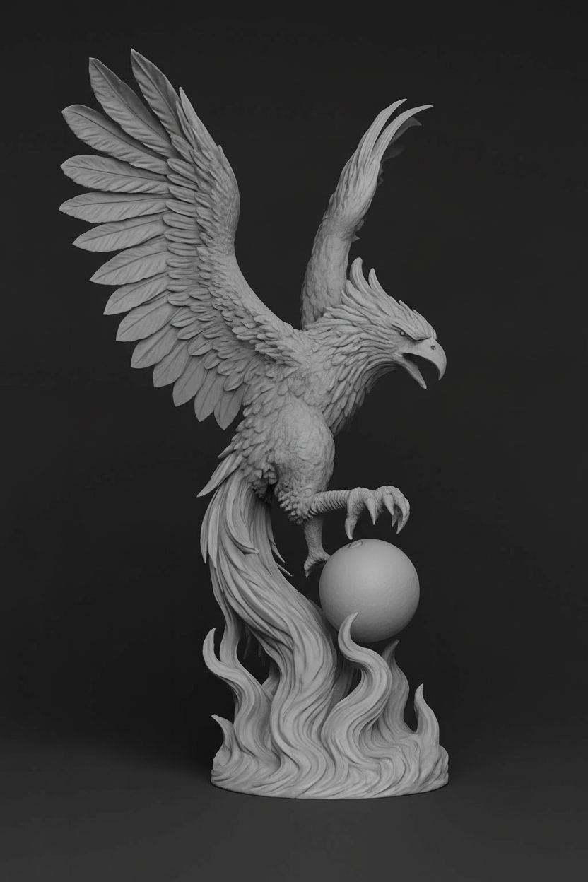 Majestic Phoenix Sculpture free 3D printable STL