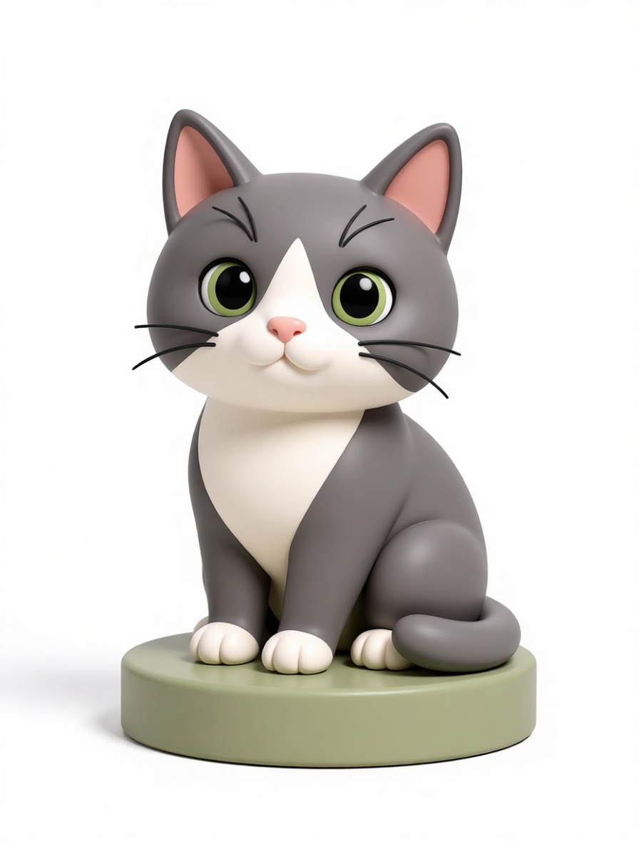 Gray Tuxedo Cat Figurine free 3D printable STL