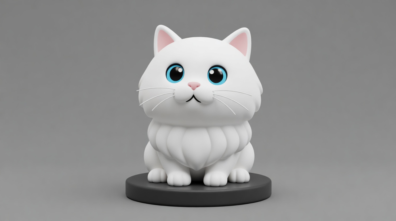 White Persian Cat Figurine free 3D printable STL