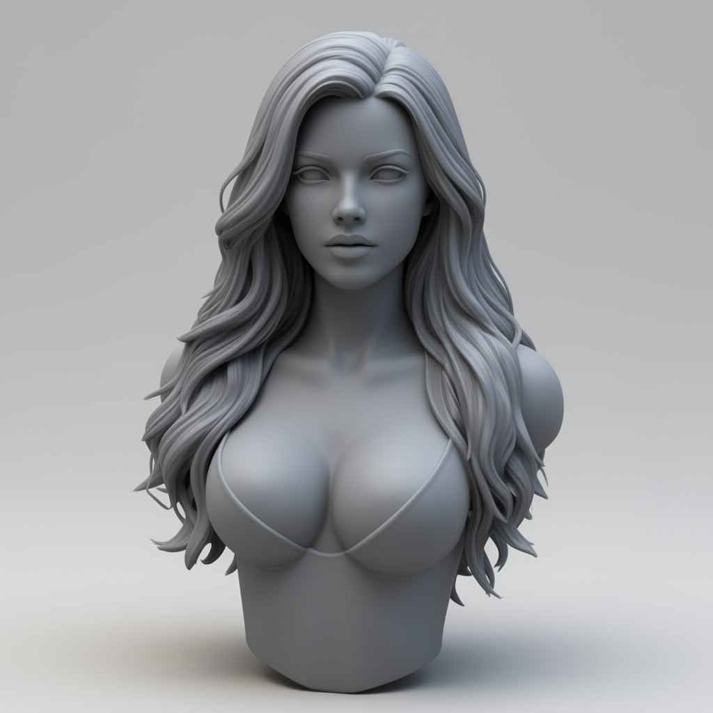 Long Hair Lady Bust free 3D printable STL