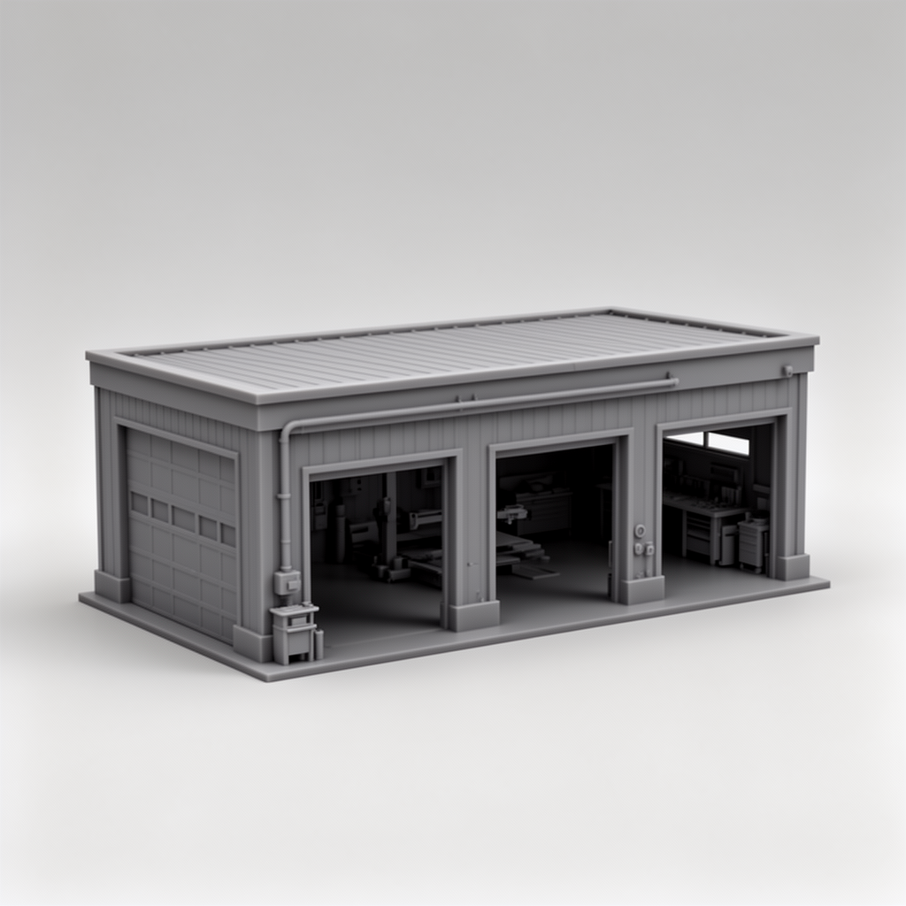 3 Bay Mechanic Shop Model free 3D printable STL