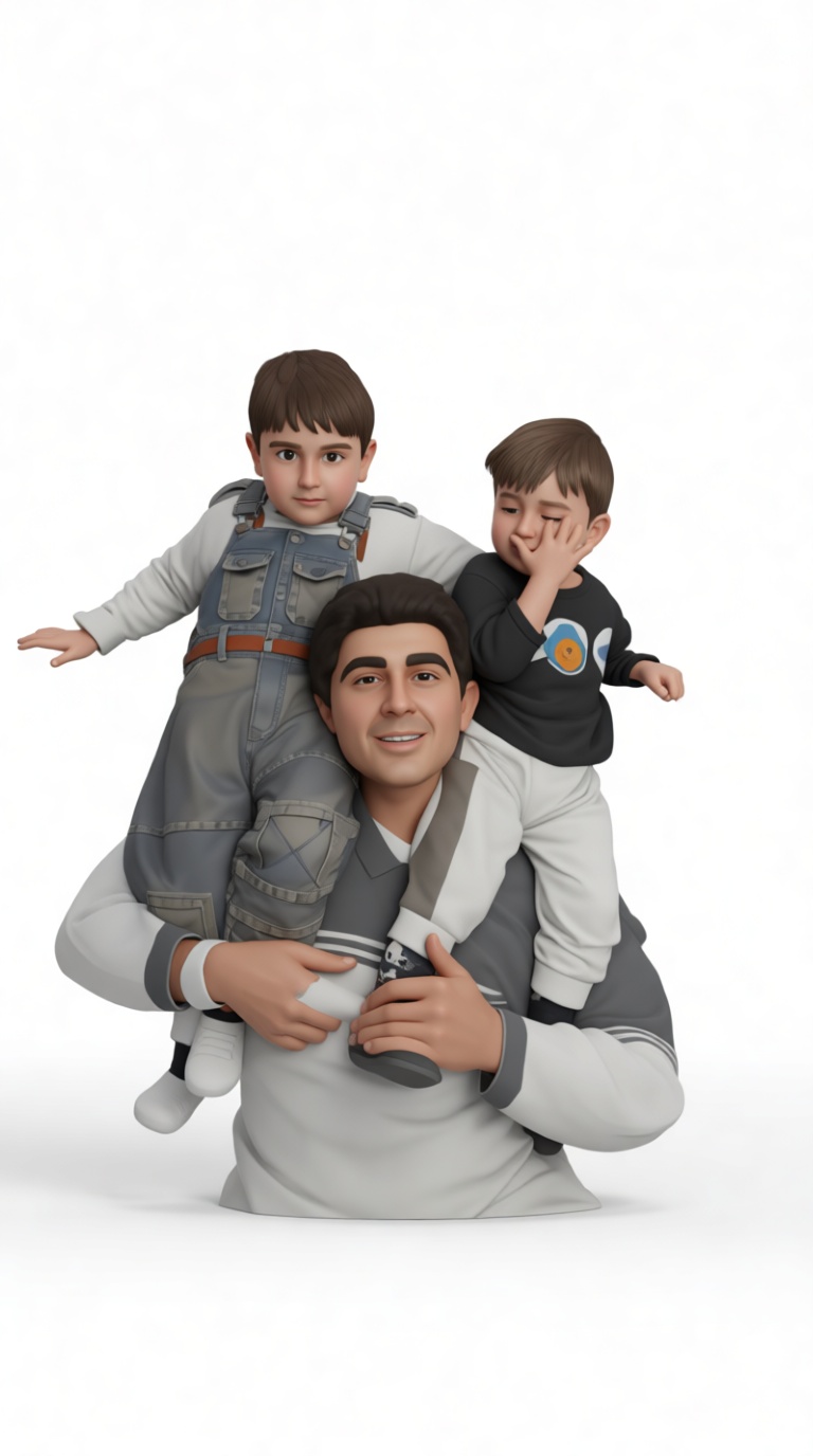 Father with Two Sons Figurine free 3D printable STL