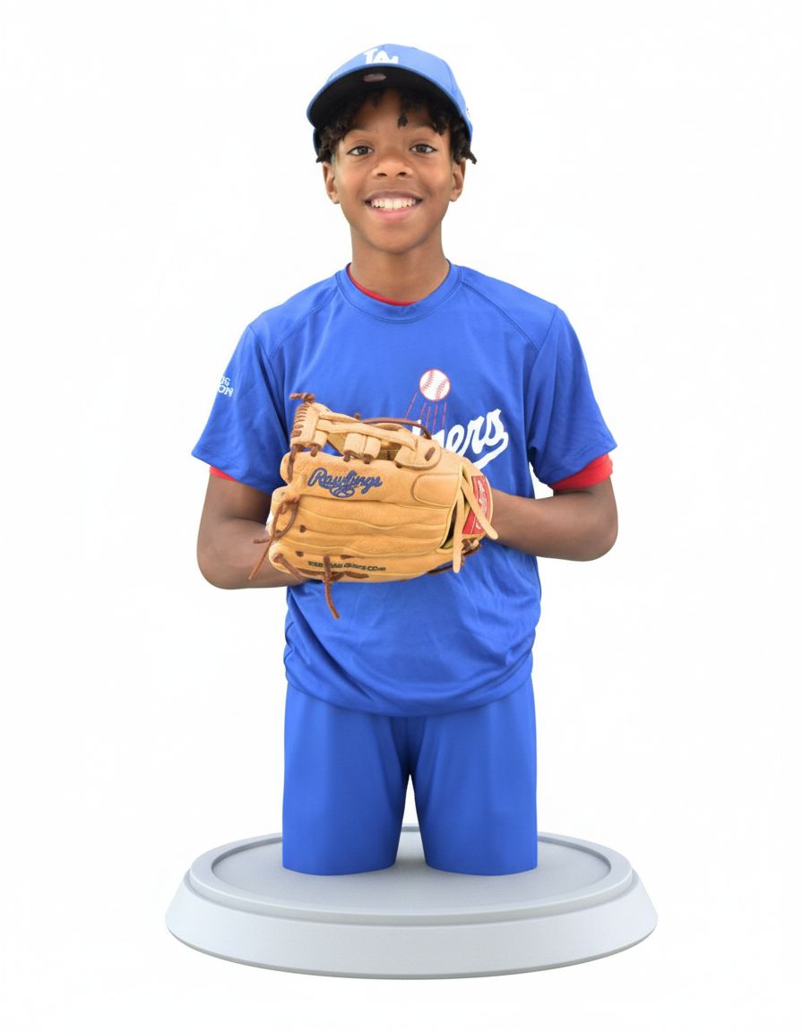 Youth Baseball Player Bust free 3D printable STL