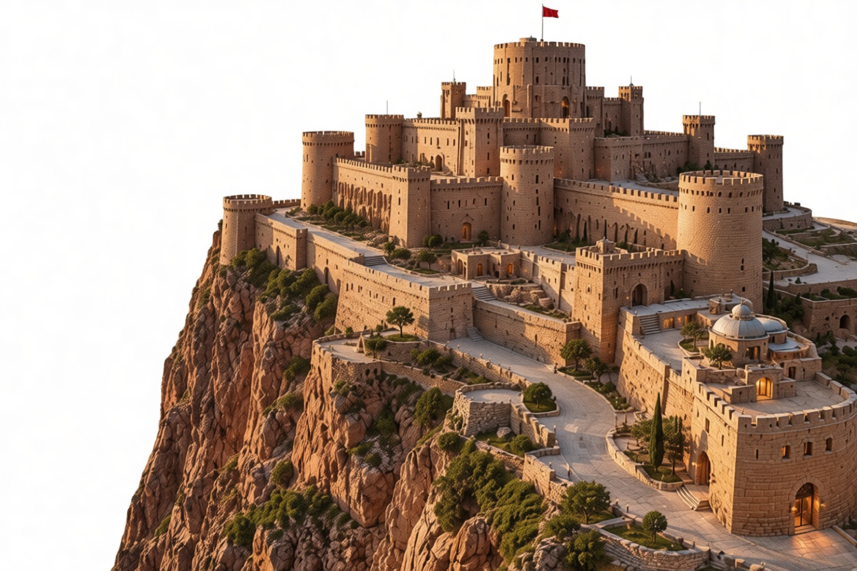 Medieval Hilltop Castle Model free 3D printable STL