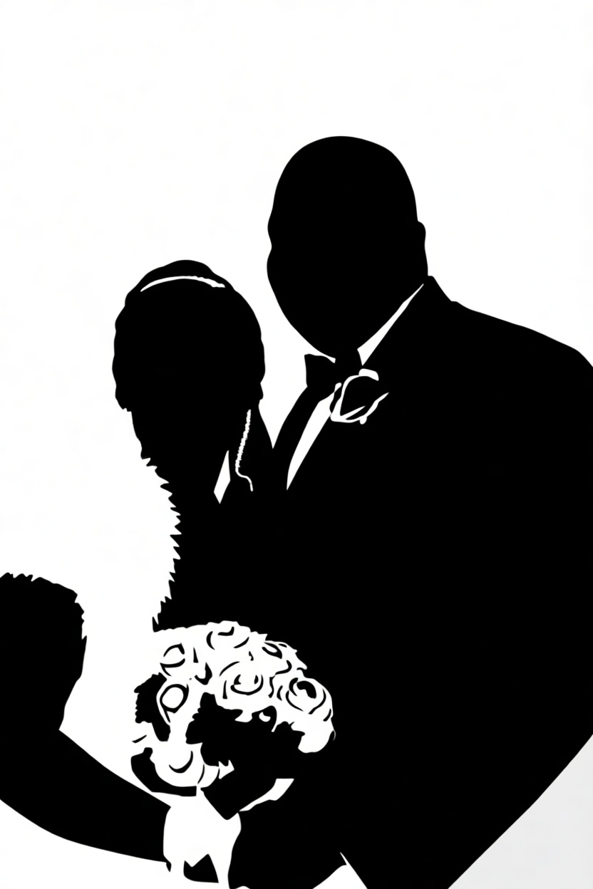 Wedding Couple Silhouette free 3D printable STL