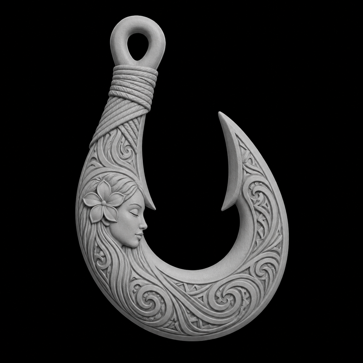 Maori Hei Matau Pendant free 3D printable STL