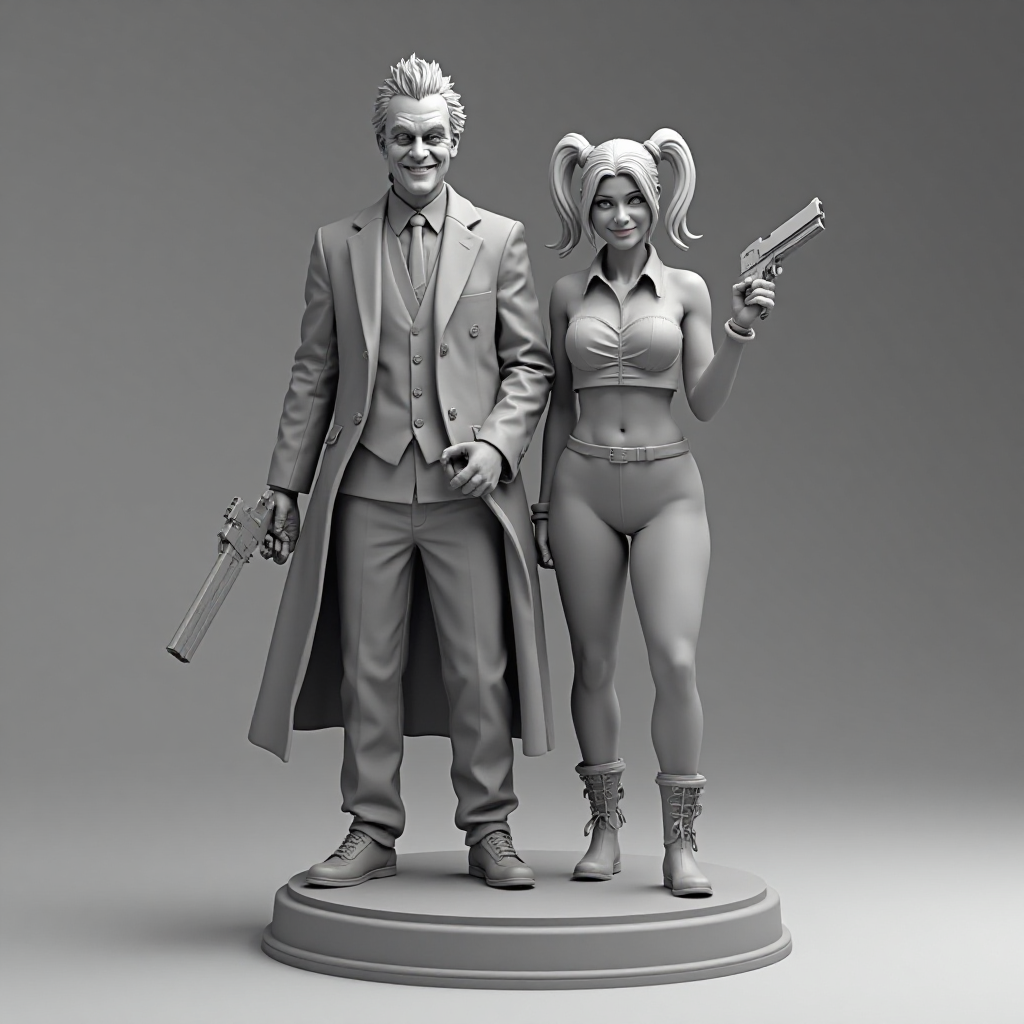 Joker and Harley Quinn Statue free 3D printable STL