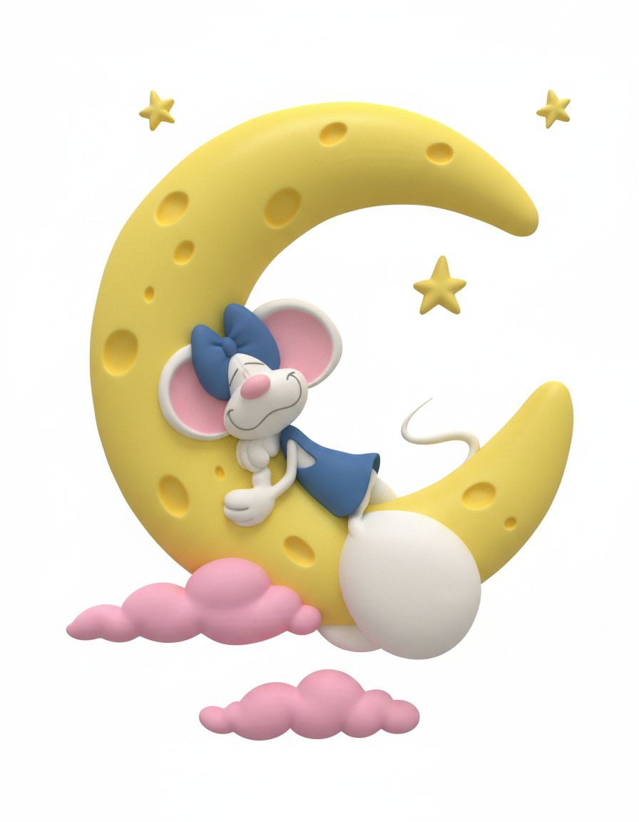 Cute Mouse Moon Figurine free 3D printable STL