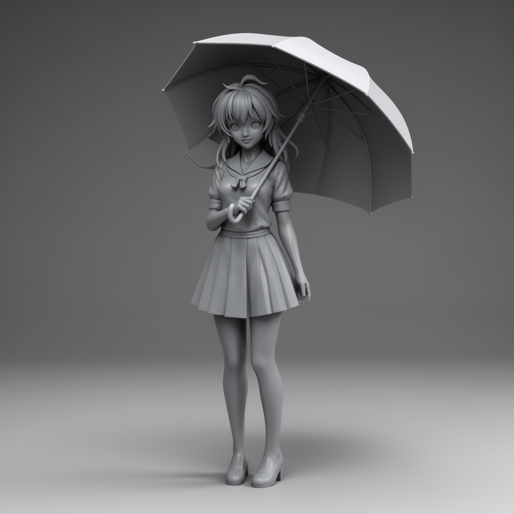 Anime Girl Umbrella Figurine free 3D printable STL
