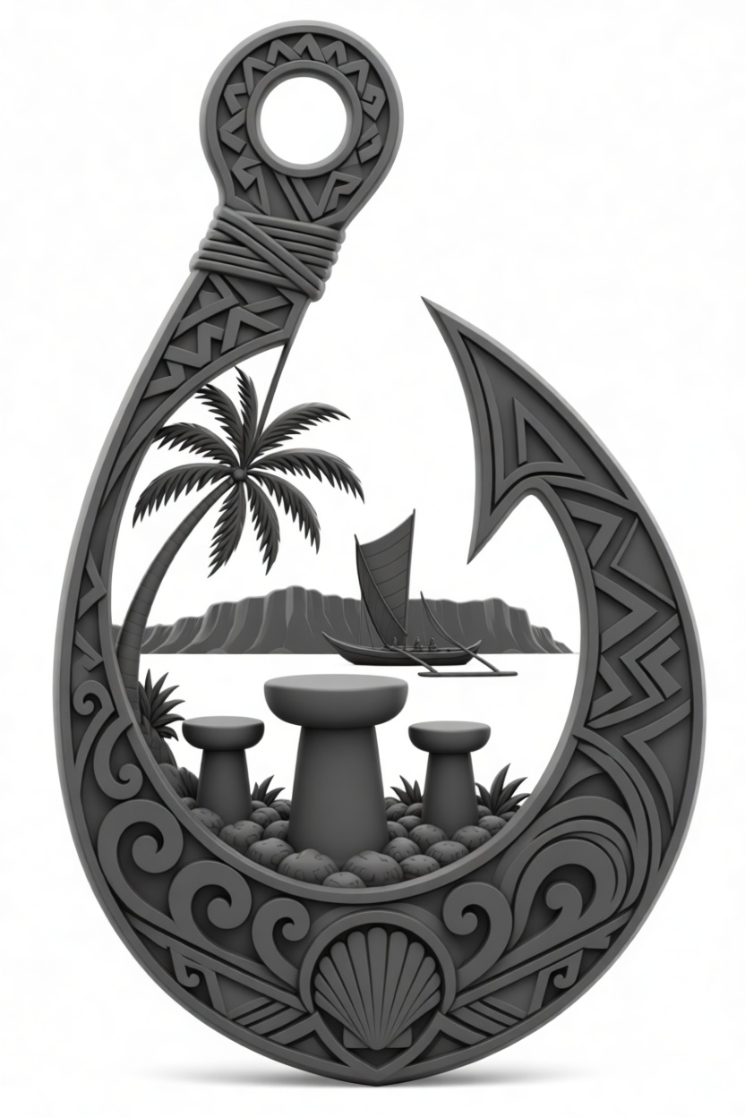 Hawaiian Fish Hook Sculpture free 3D printable STL