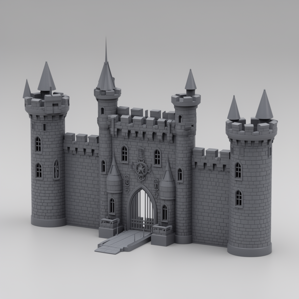 Medieval Castle Front Sculpture free 3D printable STL
