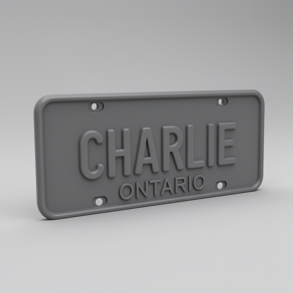 Ontario Charlie License Plate - Free 3D Printable STL File