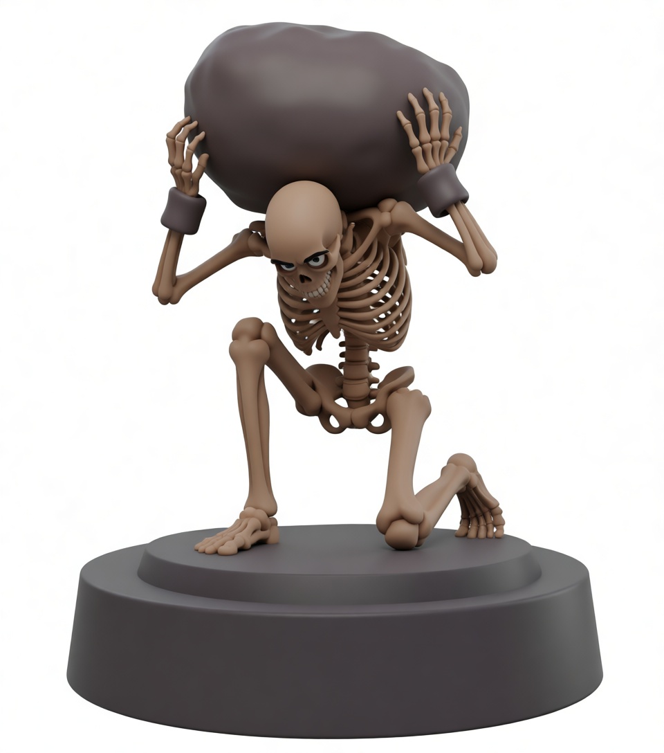 Skeleton Carrying Boulder Figurine free 3D printable STL