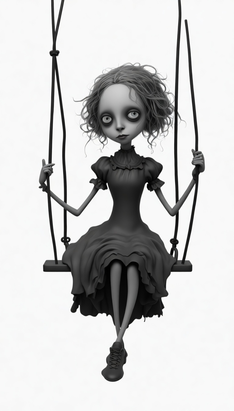 Gothic Girl Swing Figurine free 3D printable STL