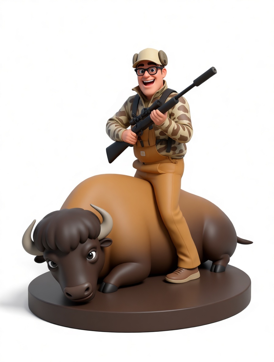 Hunter with Buffalo Figurine free 3D printable STL