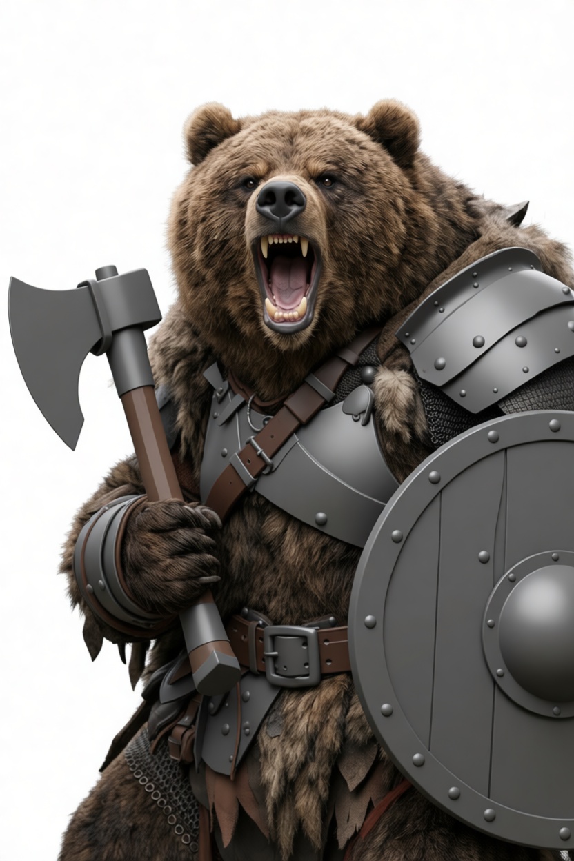 Warrior Bear Figurine - Free 3D Printable STL File