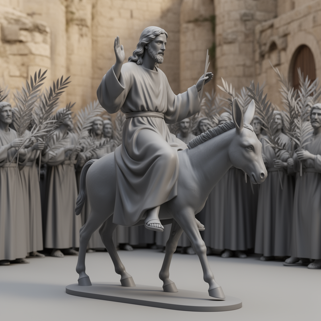 Jesus Riding Donkey Figurine free 3D printable STL