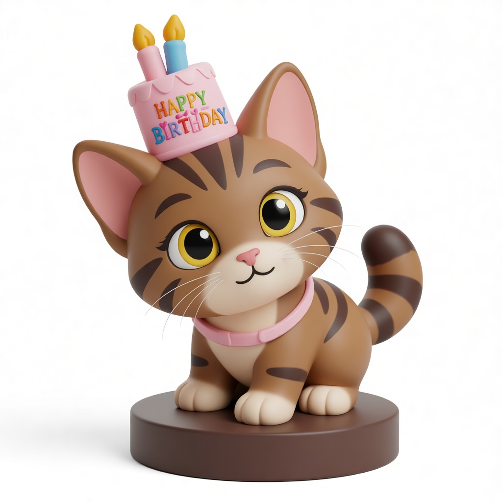 Birthday Cat Figurine free 3D printable STL