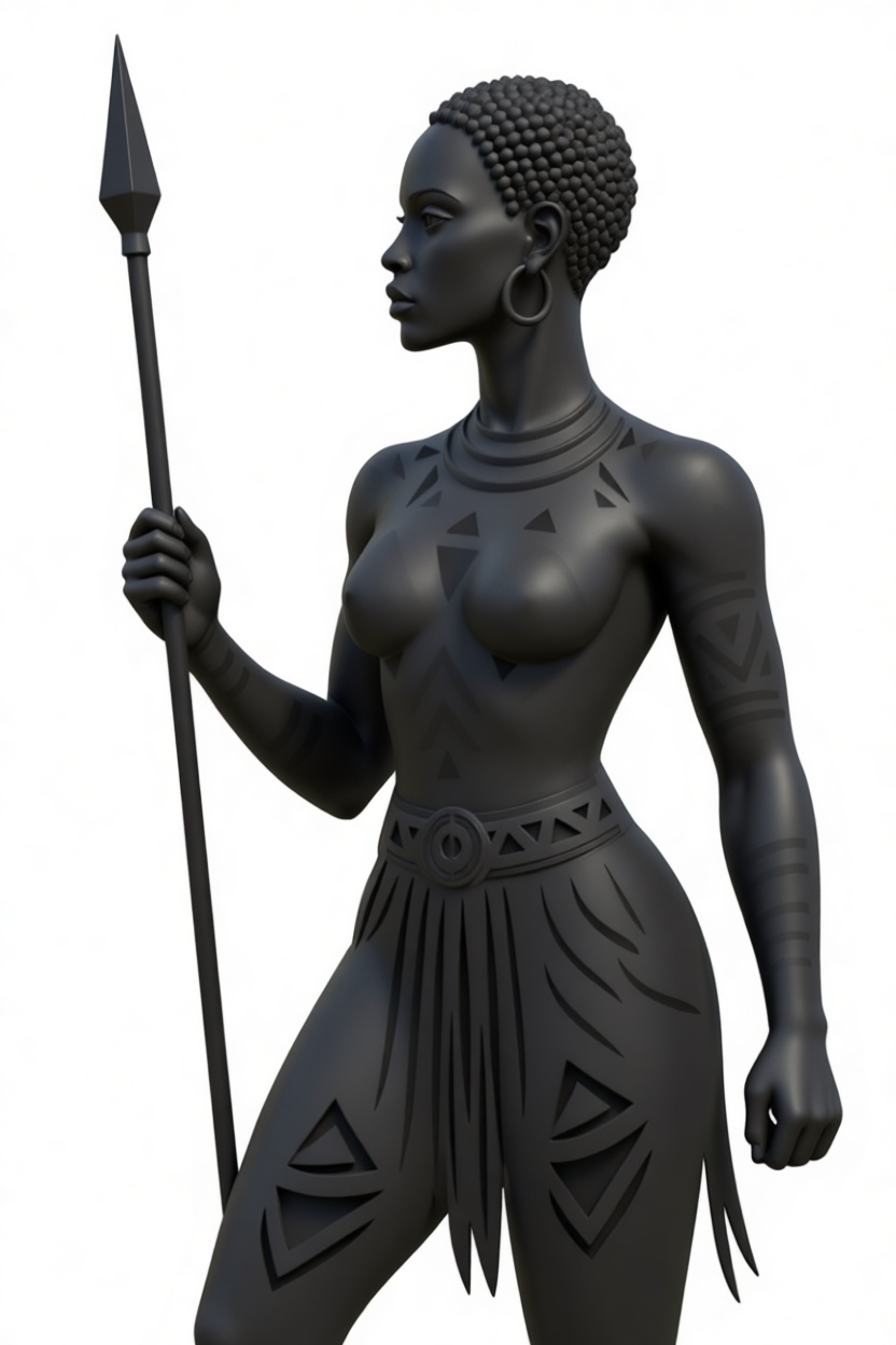 African Warrior Woman Figurine free 3D printable STL