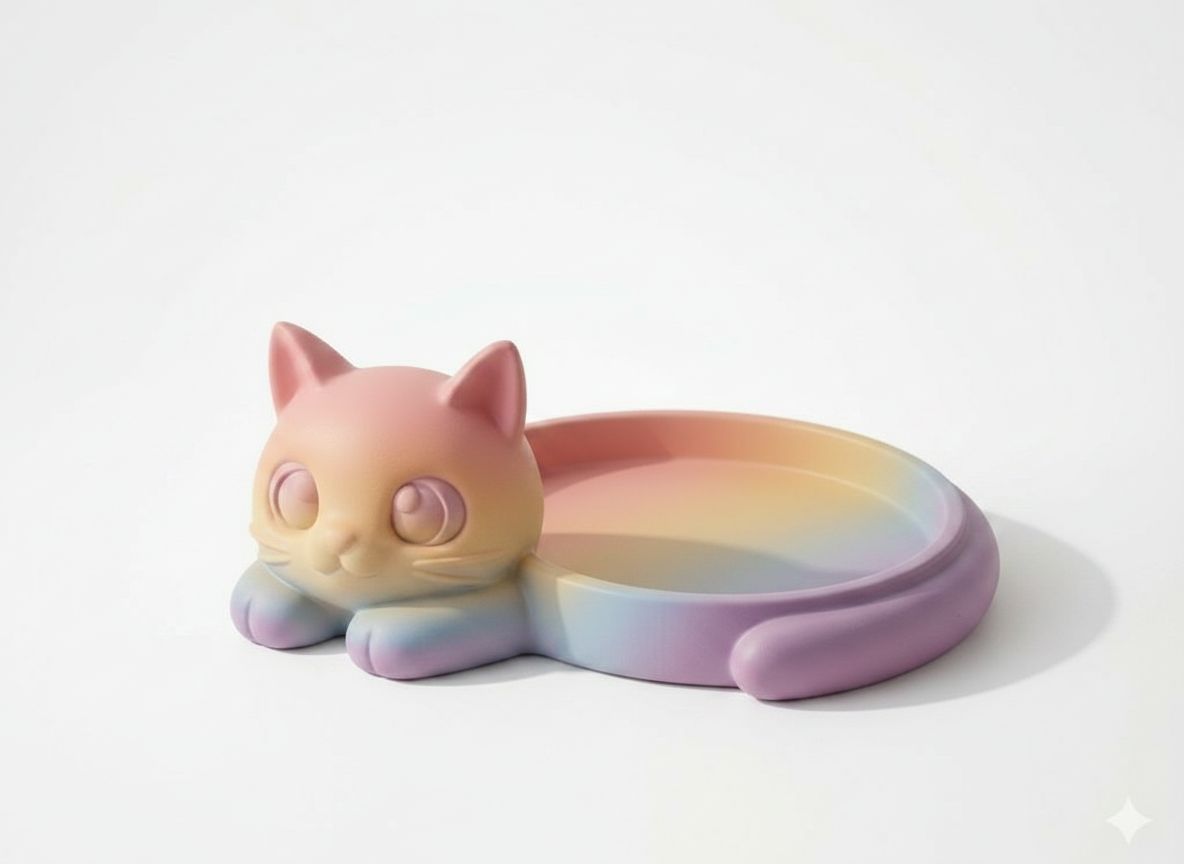 Rainbow Gradient Cat Tray free 3D printable STL