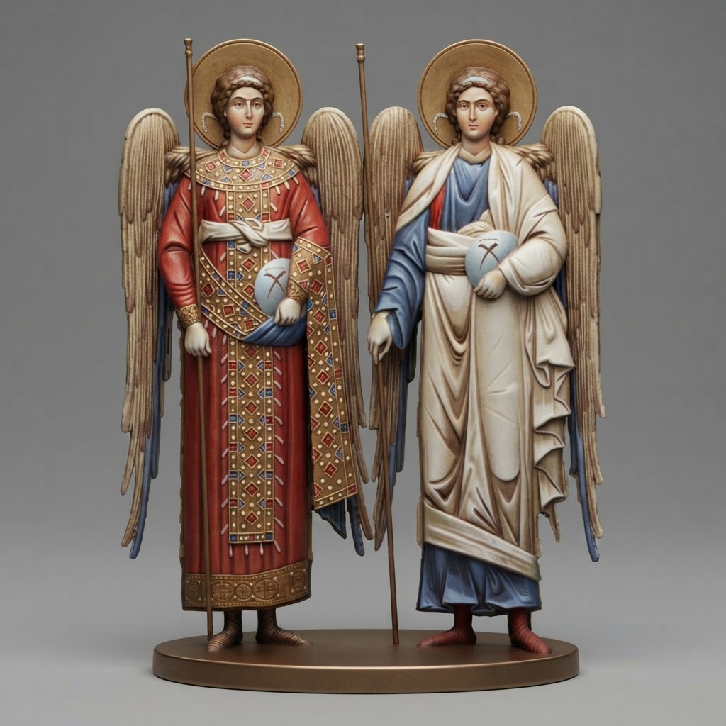 Archangel Michael and Gabriel Statue free 3D printable STL