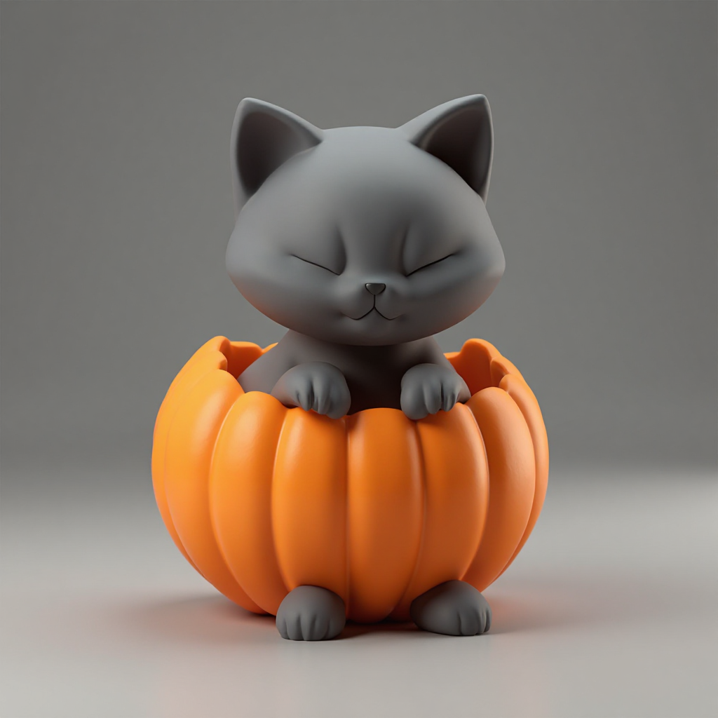 Black Cat Pumpkin Figurine free 3D printable STL