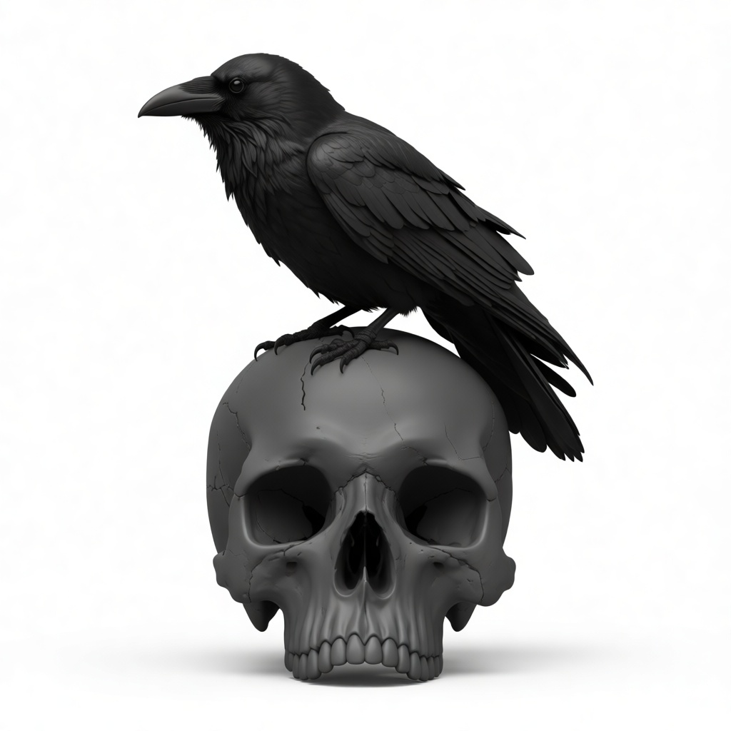 Raven on Skull Figurine free 3D printable STL