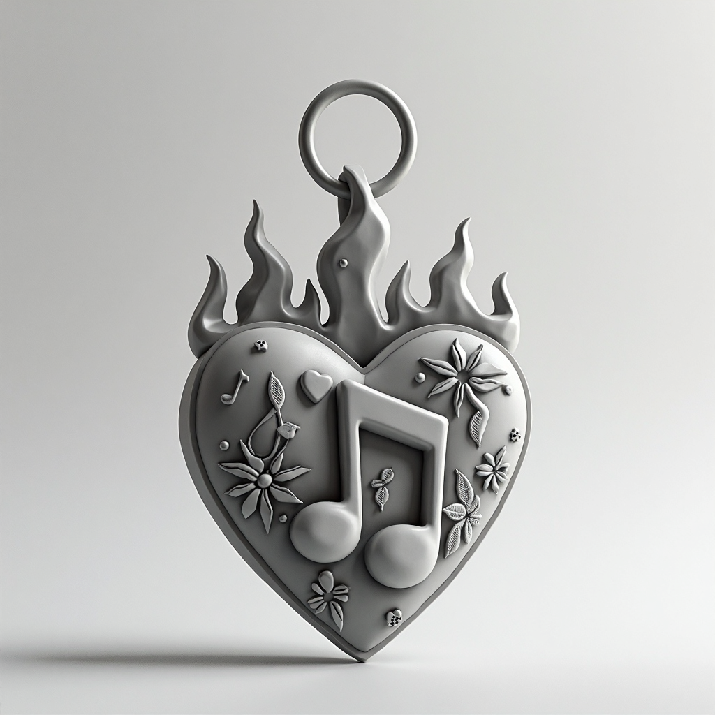 Flaming Heart Keychain free 3D printable STL