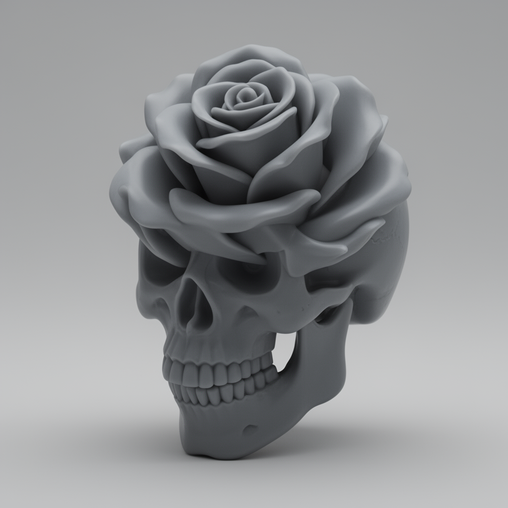Skull Rose Sculpture free 3D printable STL
