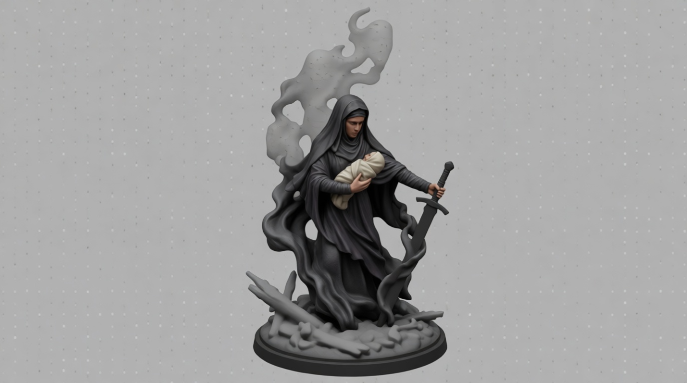 Dark Priestess Figurine free 3D printable STL