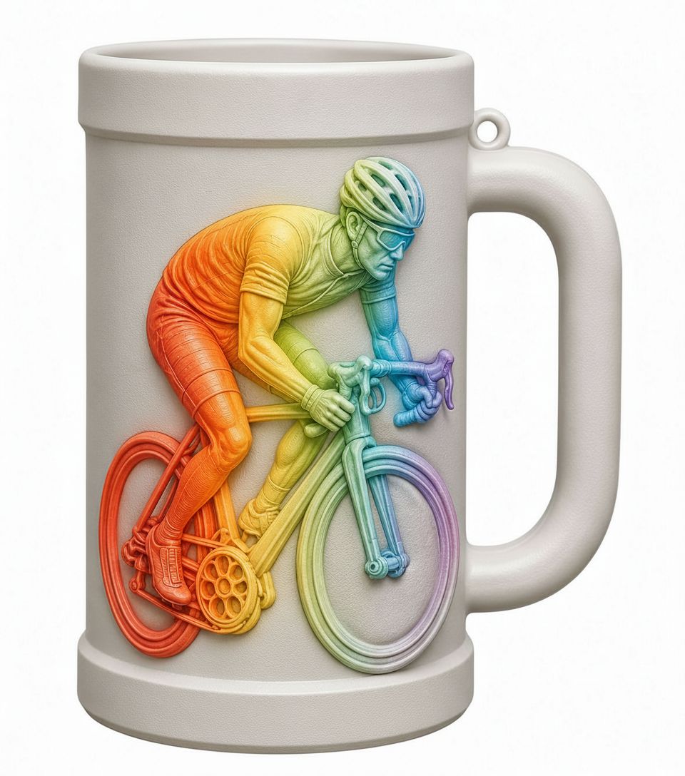 Cyclist Relief Mug free 3D printable STL